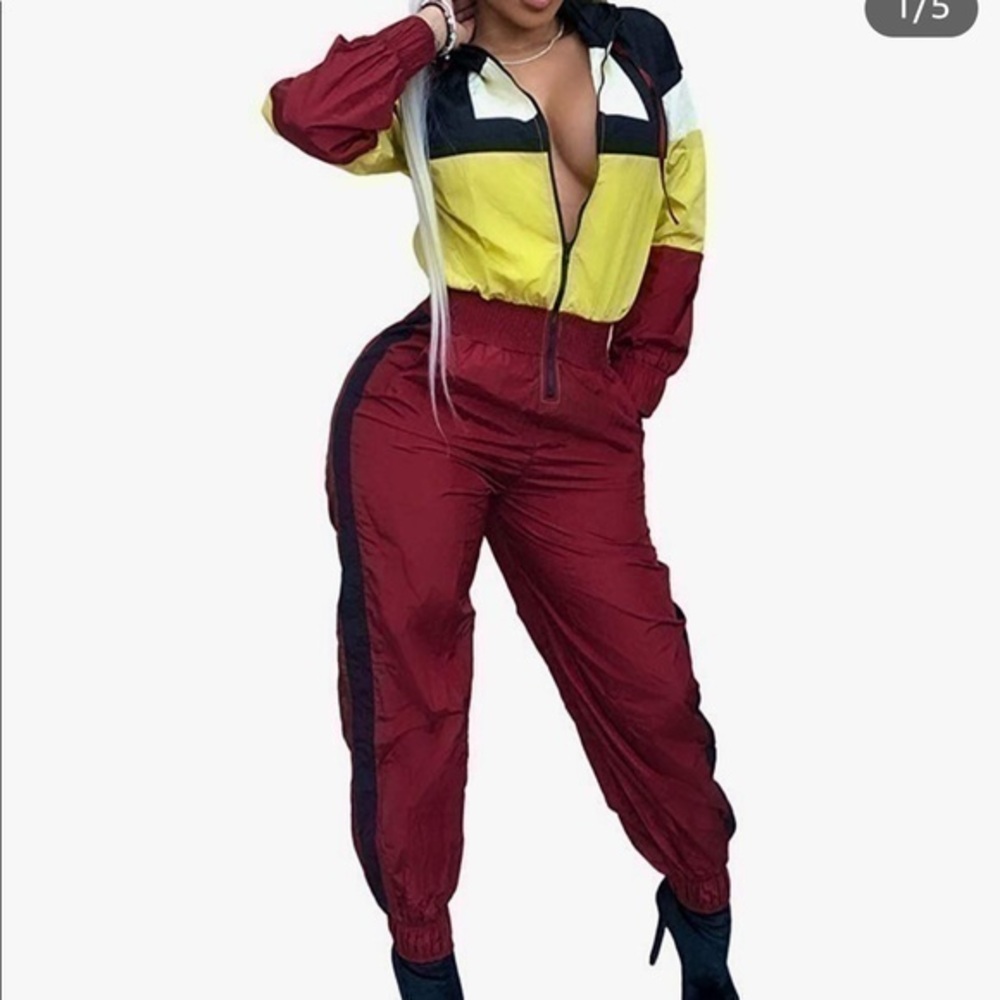 Color Block Front Zipper High Waist Jumpsuit - Picture 1 of 13